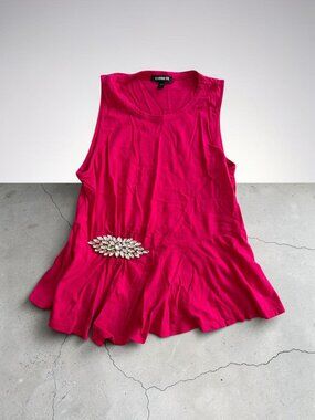 EXPRESS Red Jeweled Peplum Tank Top Size XS